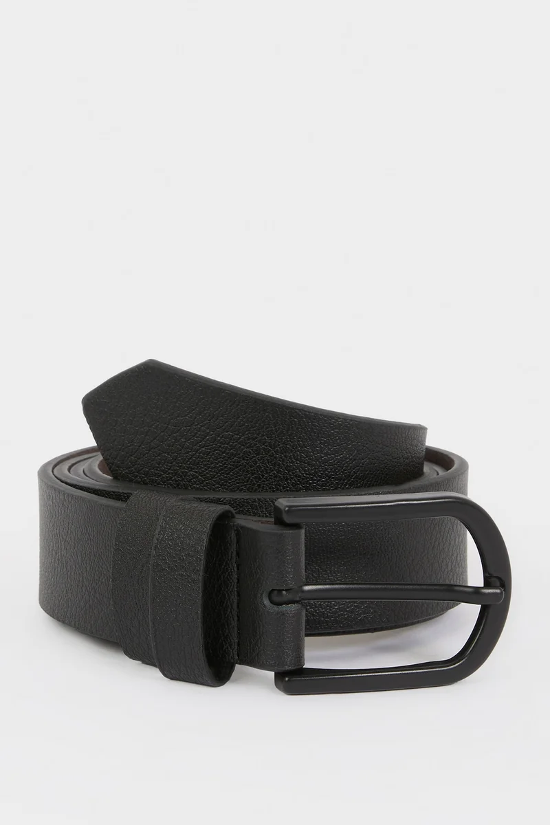 ديفاكتو Man Oval Buckle Faux Leather Denim Belt