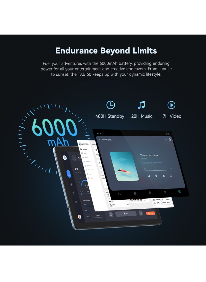 Cubot TAB 60 Smart Android 13 Tablet 4GB RAM+128GB ROM 10.1 inch HD+ Touch Screen 6000mAh Battery 5MP+13MP Camera WiFi Tablet - Grey  - Image 5