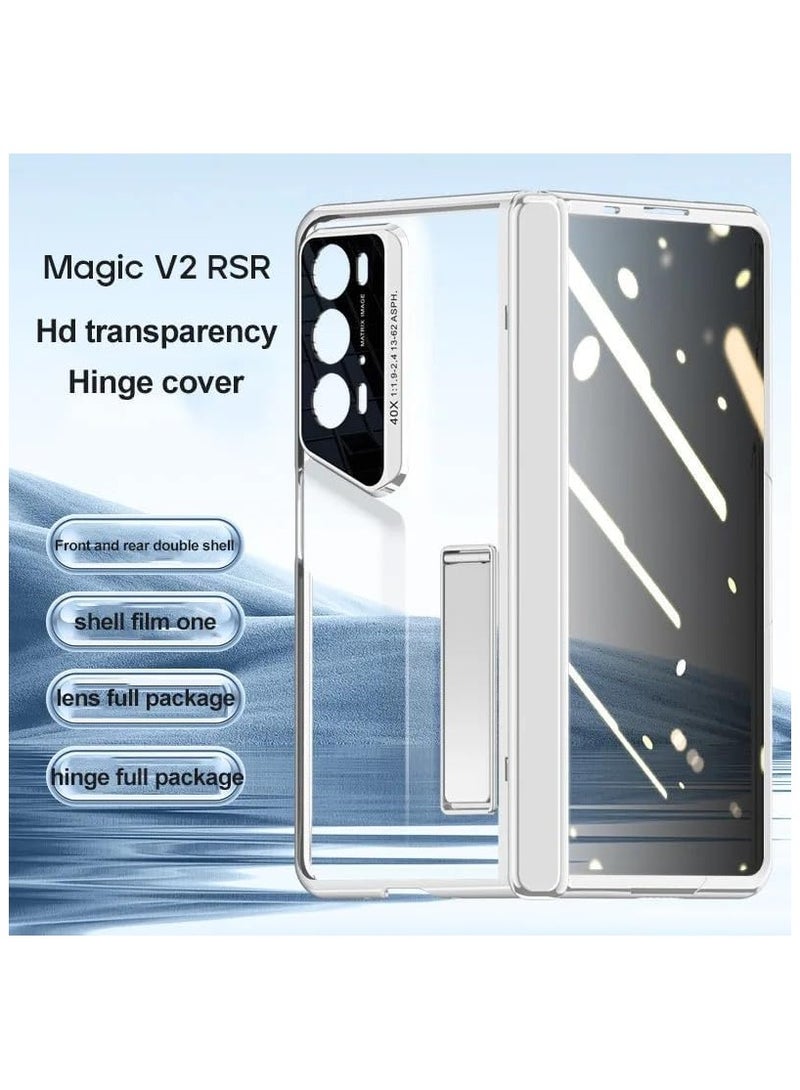 general Case Compatible with Honor Magic V2 RSR Porsche Design, Clear Transparent Case with Privacy Screen Protector and Kickstand, Spring Hinge All-inclusive Camera Protection Cover - Image 2