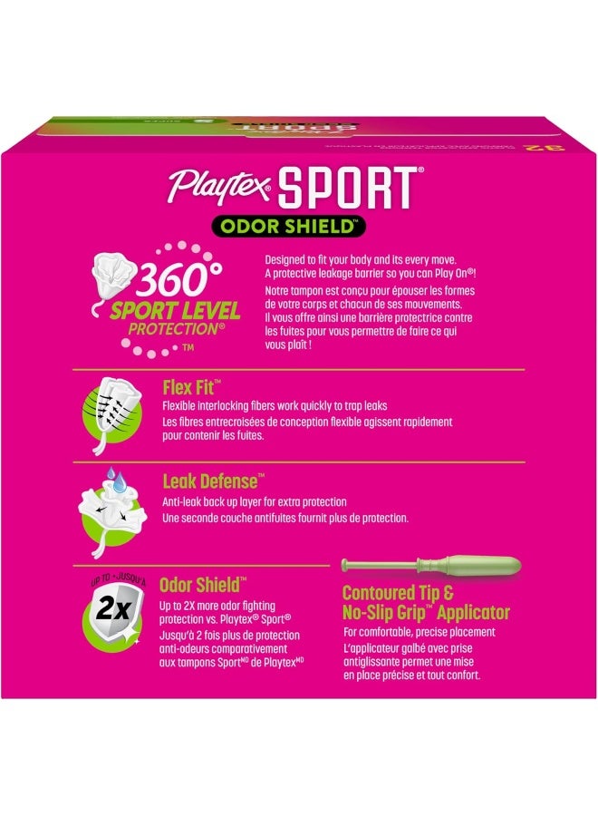 Playtex Sport Odor Shield Tampons Super Absorbency Unscented 32ct Super Tampons for Women Feminine Care Playtex Tampon with 360 Leak Defense and Odor Control - Image 2
