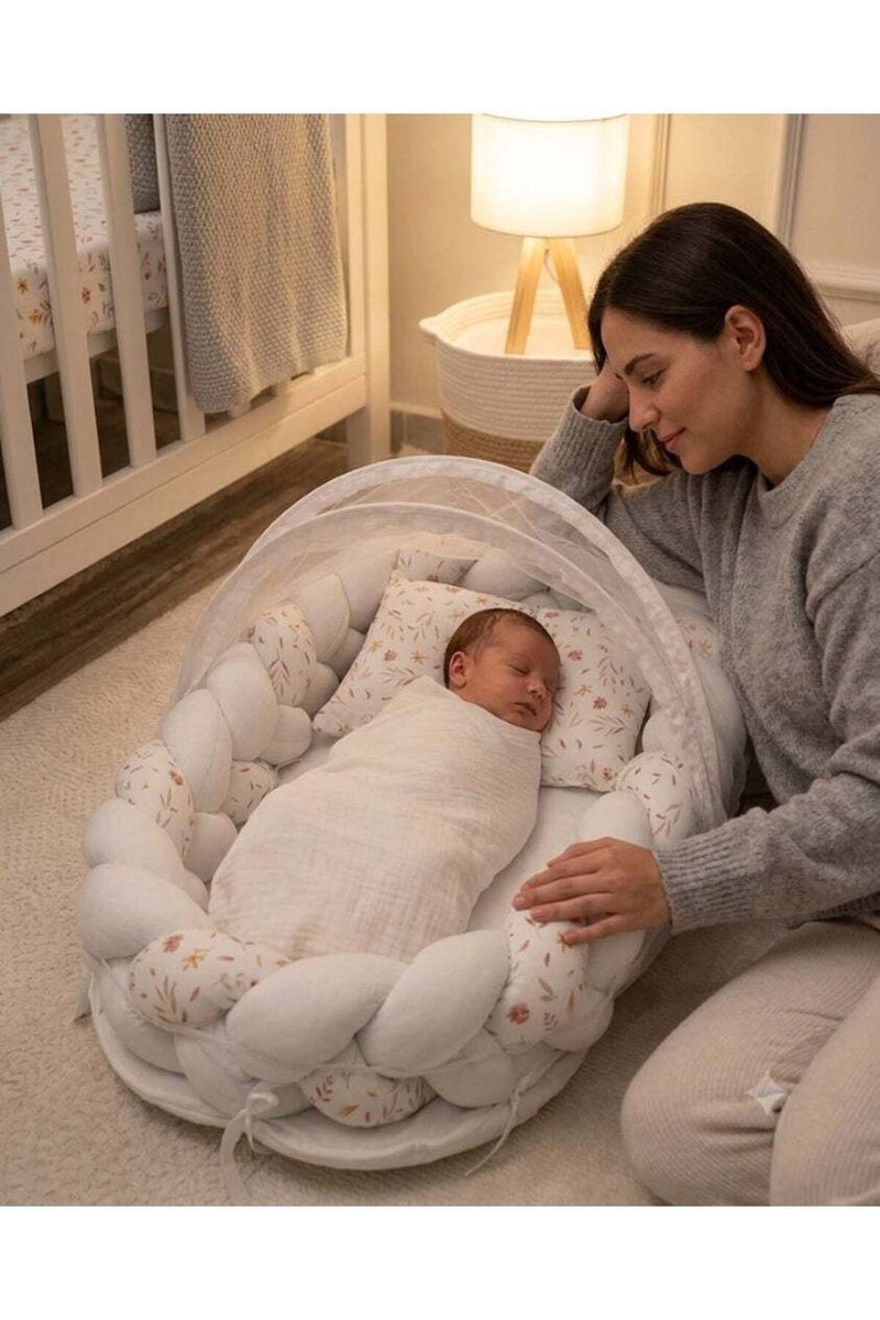 Portable Newborn Bed with Comfortable Nest Design and Mosquito Net - Image 1