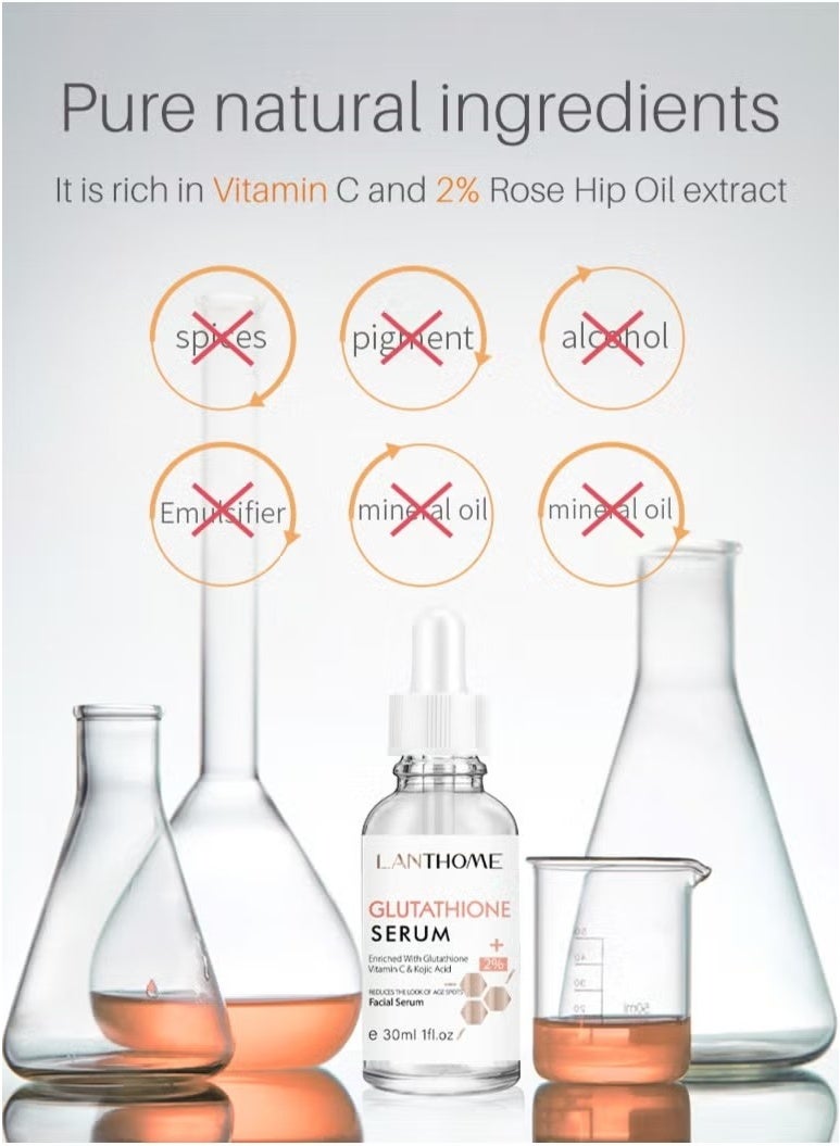 Lanthome Glutathione Face Serum Hydrating Moisturizing Brightening Skin Reduces Fine Lines & Wrinkles,Heals, and Repairs Skin for Day and Night Use - Image 2