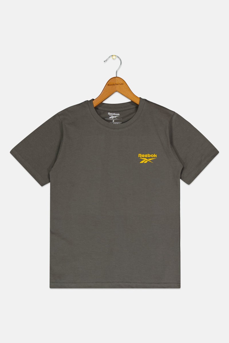 Reebok Kids Boy Sportswear Fit Short Sleeve Outdoor T-Shirt, Khaki - Image 2