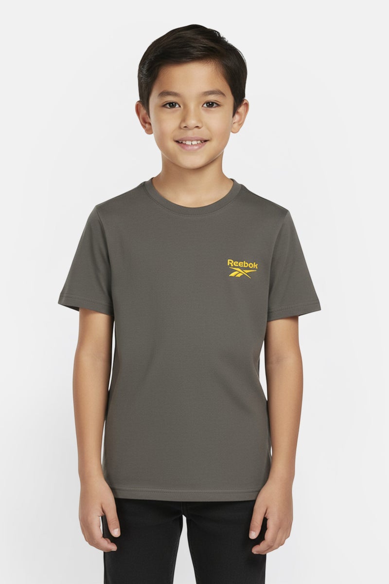 Reebok Kids Boy Sportswear Fit Short Sleeve Outdoor T-Shirt, Khaki - Image 1