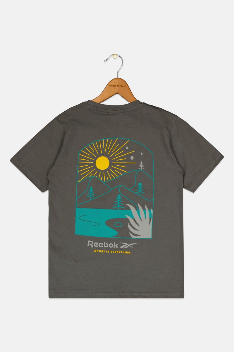 Reebok Kids Boy Sportswear Fit Short Sleeve Outdoor T-Shirt, Khaki - Image 3