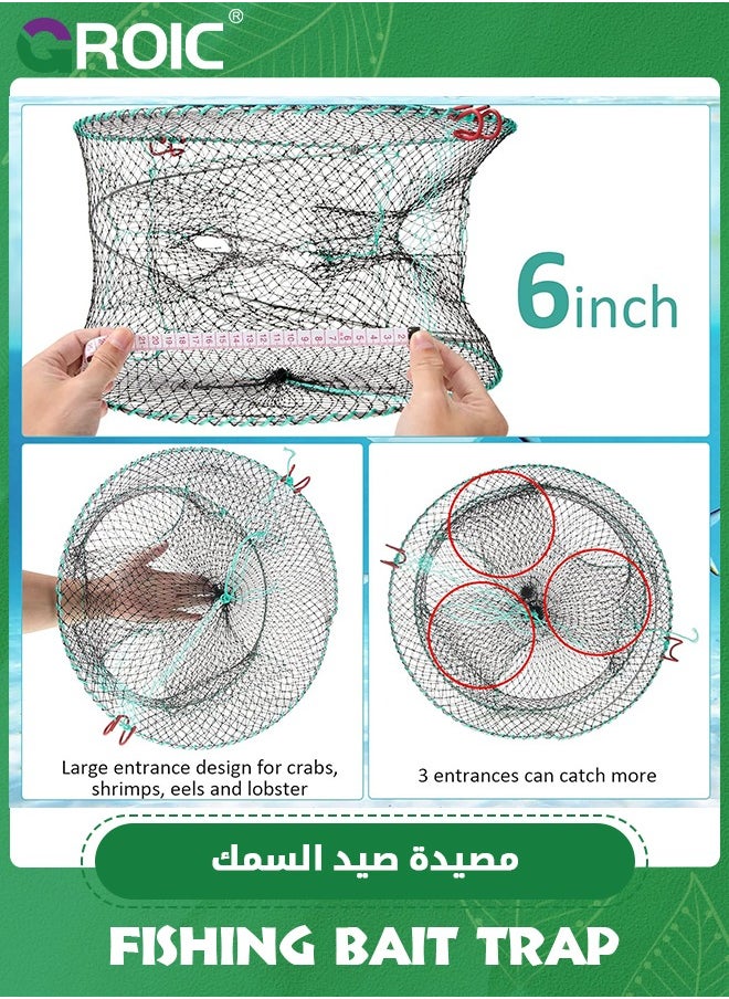 GROIC - Three Entrances Large Crab Traps Portable Collapsible Trap for Crabs Bait Lobster Crawfish Shrimp Fish Net 15.7in x 7.9in (40cm x 20cm) - Image 1