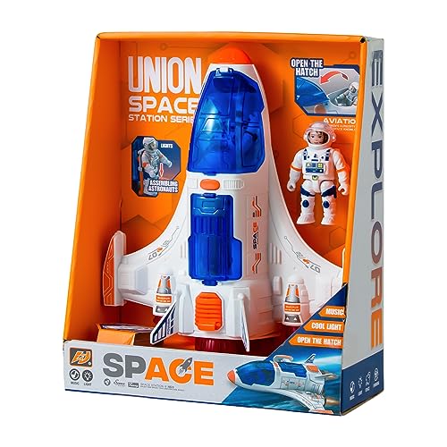 Wbzle Spaceship Shuttle Toy with Astronaut Figure  Space Toys with Lights and Sound  Rocket Ship Toy for Kids 35 Space Exploration Astronaut Toys Set Outer Space Birthday Gift - Image 1