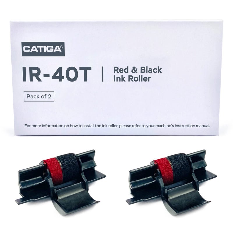 CATIGA IR-40T Ink Roller Cartridge for Printing Calculators and Adding Machines, Black/Red Pack of 2, Used with Casio HR-100TM HR-150TM HR-170RC, Sharp EL-1750V EL-1801V, CP30A CP90A - Image 1