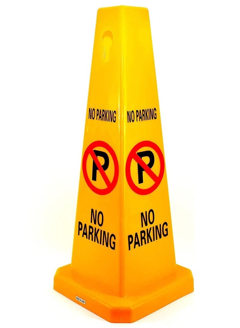 RACO No Parking Cone, Yellow No Parking Sign with 4 Sides View, Easily Noticeable No Parking Sign, 67CM for Commercial and Residential Applications - Image 1