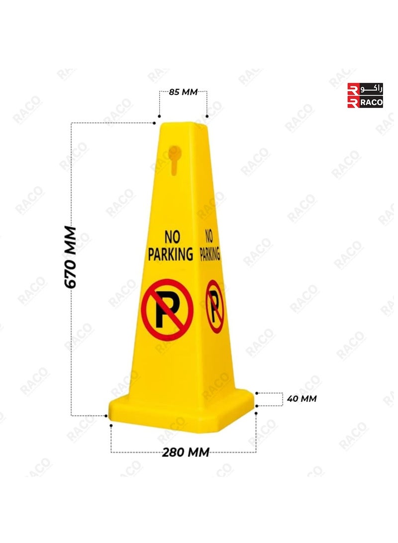 RACO No Parking Cone, Yellow No Parking Sign with 4 Sides View, Easily Noticeable No Parking Sign, 67CM for Commercial and Residential Applications - Image 2