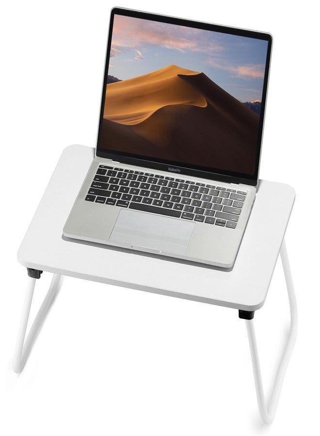 FISYOD Folding Lap Table, Laptop Desk, Portable Lap Desk, Bed Table, Laptop Stand, Lightweight and Mini Bed Table Breakfast/Drawing/Writing - White - Image 1