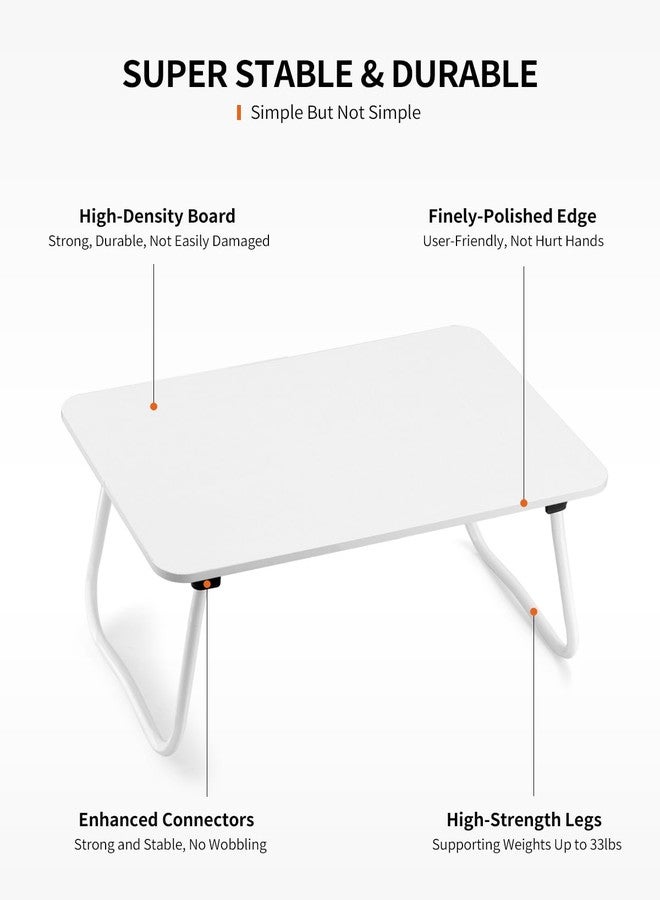 FISYOD Folding Lap Table, Laptop Desk, Portable Lap Desk, Bed Table, Laptop Stand, Lightweight and Mini Bed Table Breakfast/Drawing/Writing - White - Image 5