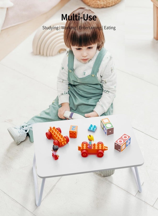 FISYOD Folding Lap Table, Laptop Desk, Portable Lap Desk, Bed Table, Laptop Stand, Lightweight and Mini Bed Table Breakfast/Drawing/Writing - White - Image 2