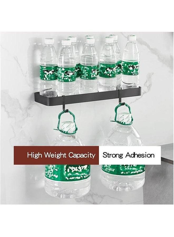 HOMESTAR Bathroom Shelves Wall Mounted Glass for Floating Shelf with Towel Holder Shower 2 Tier Organizer Black - Image 4