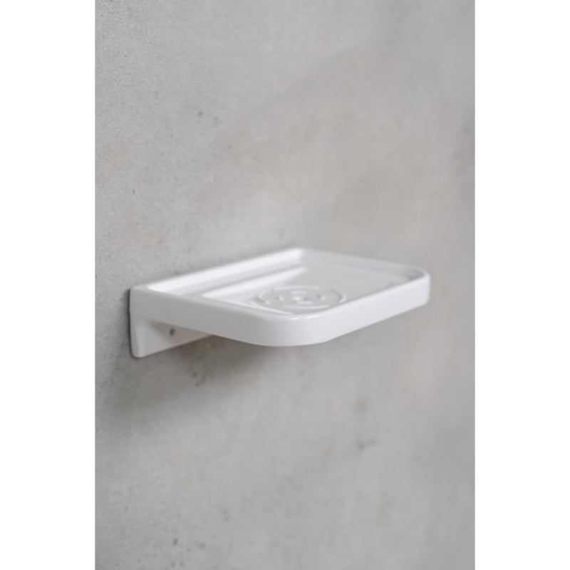 RAYNO Soap Dish Ceramic Bathroom Soap Dish Wall Mounted with Screw Soap Holder Soap Drain Rack for Bathroom (White) - Image 2