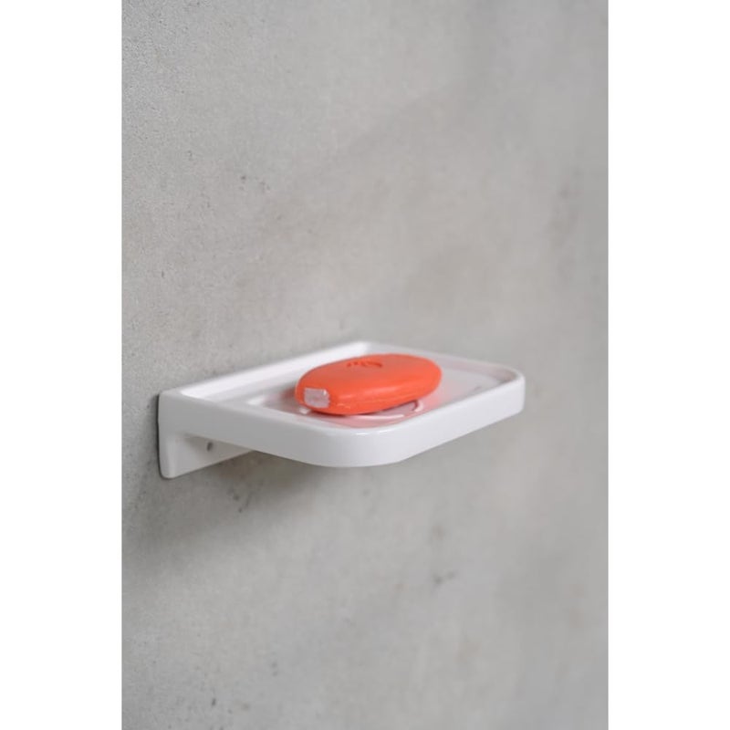 RAYNO Soap Dish Ceramic Bathroom Soap Dish Wall Mounted with Screw Soap Holder Soap Drain Rack for Bathroom (White) - Image 3