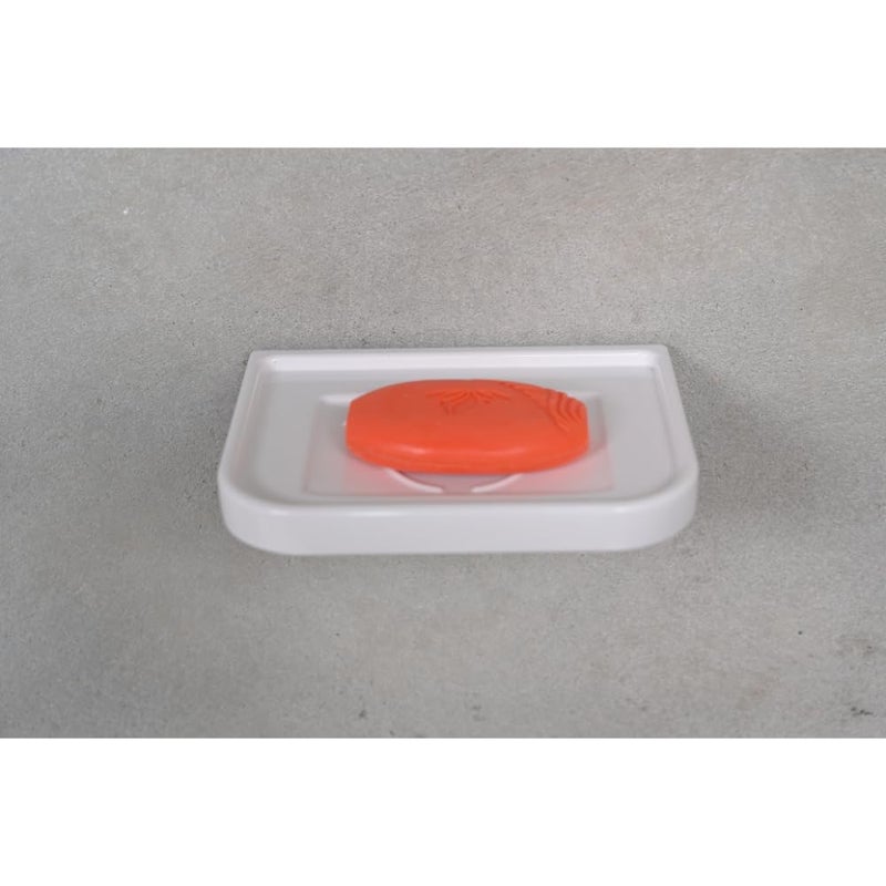 RAYNO Soap Dish Ceramic Bathroom Soap Dish Wall Mounted with Screw Soap Holder Soap Drain Rack for Bathroom (White) - Image 4