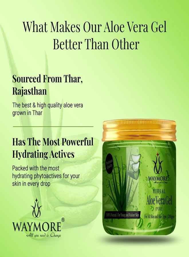 Waymore Aloe Vera Gel, 200gm, For Young and Radiant Skin, All Skin and Hair Types - Image 2