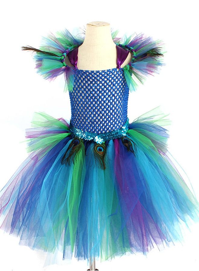 ISank Girls Peacock Costume Tutu Dress for Kids Party  - Image 2