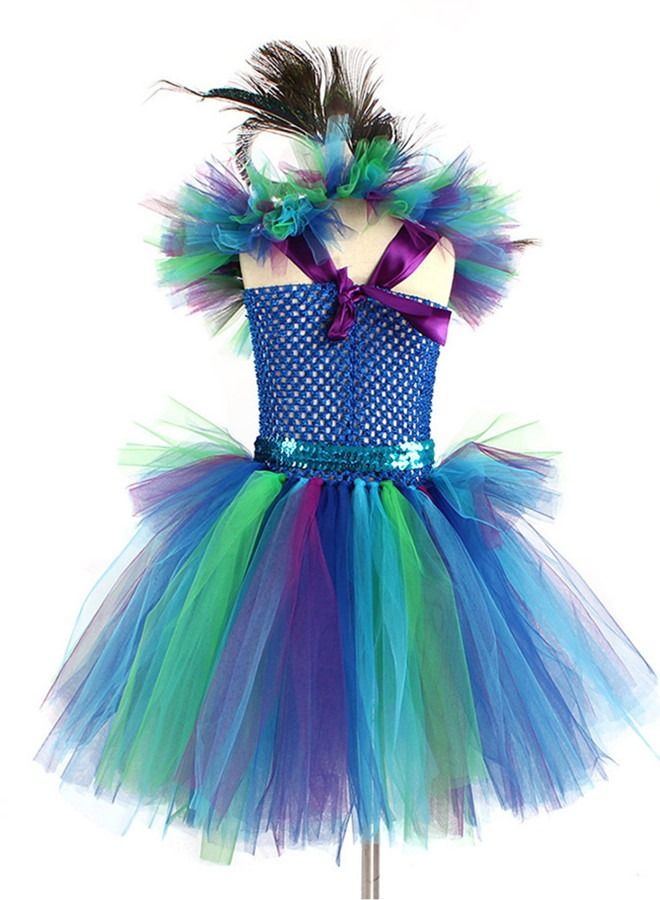 ISank Girls Peacock Costume Tutu Dress for Kids Party  - Image 3
