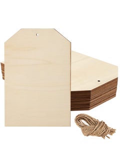 20 Pcs 10 X 7 Inch Large Wooden Tags For Crafts, Unfinished Blank Wood Sign, Wooden Gift Tags Labels With Holes And 22Cm Jute Twine For Diy Craft Supplies, Painting, Staining And Decorations