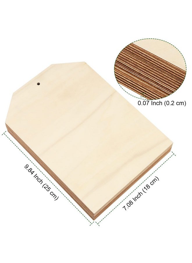 PINGEUI - 20 Pcs 10 X 7 Inch Large Wooden Tags For Crafts, Unfinished Blank Wood Sign, Wooden Gift Tags Labels With Holes And 22Cm Jute Twine For Diy Craft Supplies, Painting, Staining And Decorations - Image 1