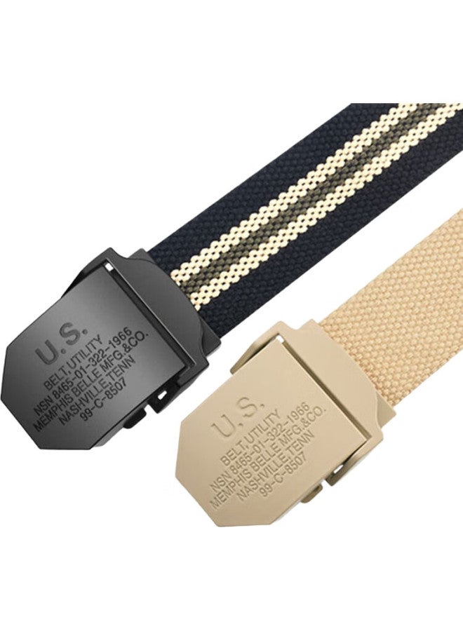 JEVI Canvas Belt For Men, Automatic Buckle, Casual Pants Belt For Young Students, Korean-Style Woven Fabric Belt, Trendy Holiday Gift - Image 3