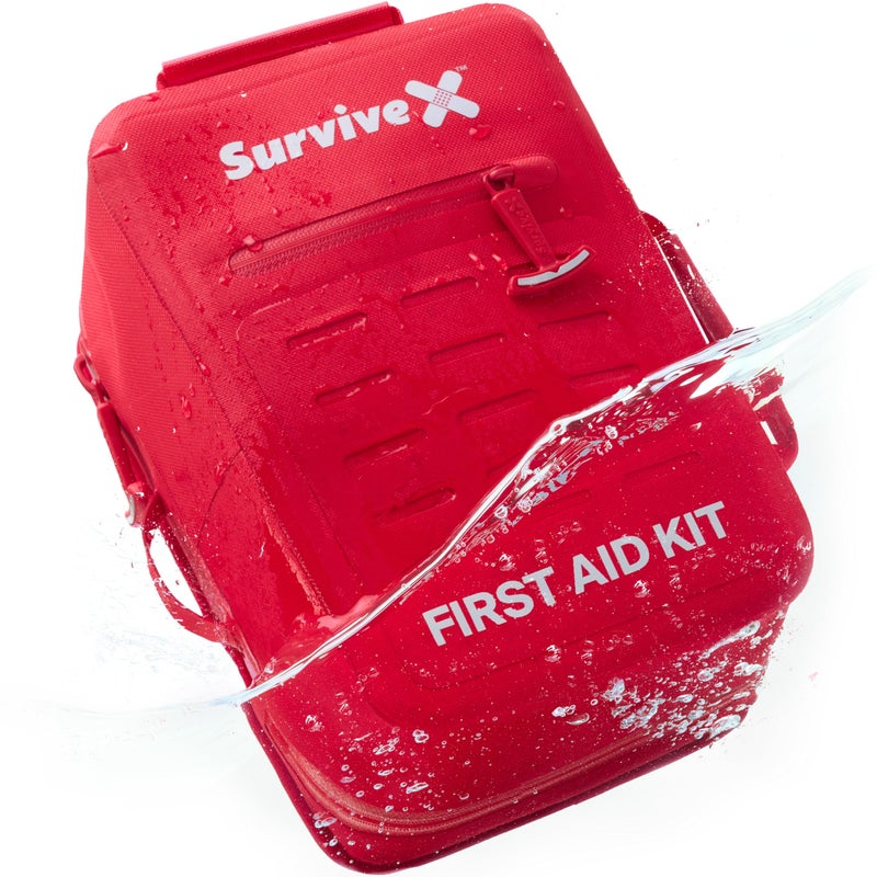 SurviveX Large Waterproof First Aid Kit for Car Travel Home Emergency Kit for Hiking Camping Backpacking and Outdoors Includes Zip Stitch Wound Closure Strips - Image 2