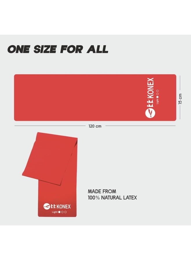 KONEX Natural Latex Resistance Thera Band | Durable & Stretchable | Ideal for Yoga, Pilates, Full Body Workout, Muscle Toning, Weight Training, Stretching & Body Conditioning (Red, 4.5–7 Kg) - Image 2