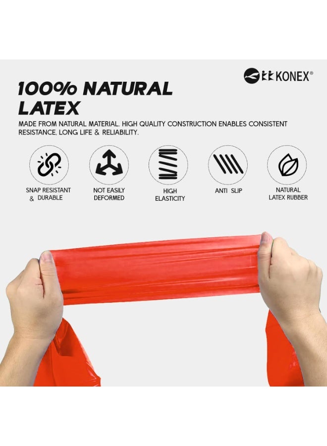 KONEX Natural Latex Resistance Thera Band | Durable & Stretchable | Ideal for Yoga, Pilates, Full Body Workout, Muscle Toning, Weight Training, Stretching & Body Conditioning (Red, 4.5–7 Kg) - Image 3
