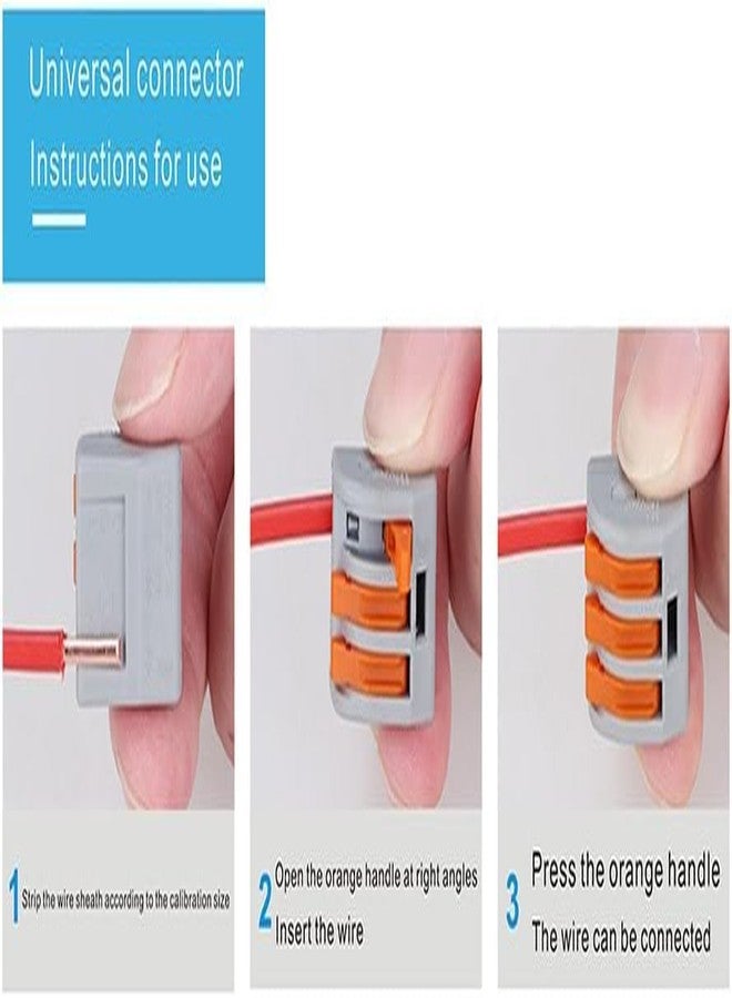 AHBLQD Lever Wire Connectors Compact Splicing Wire Connectors Fast Connection Terminal Electrical Connectors 3 Conductor for Quick Connect 28-12 AWG (50 Pack) - Image 4