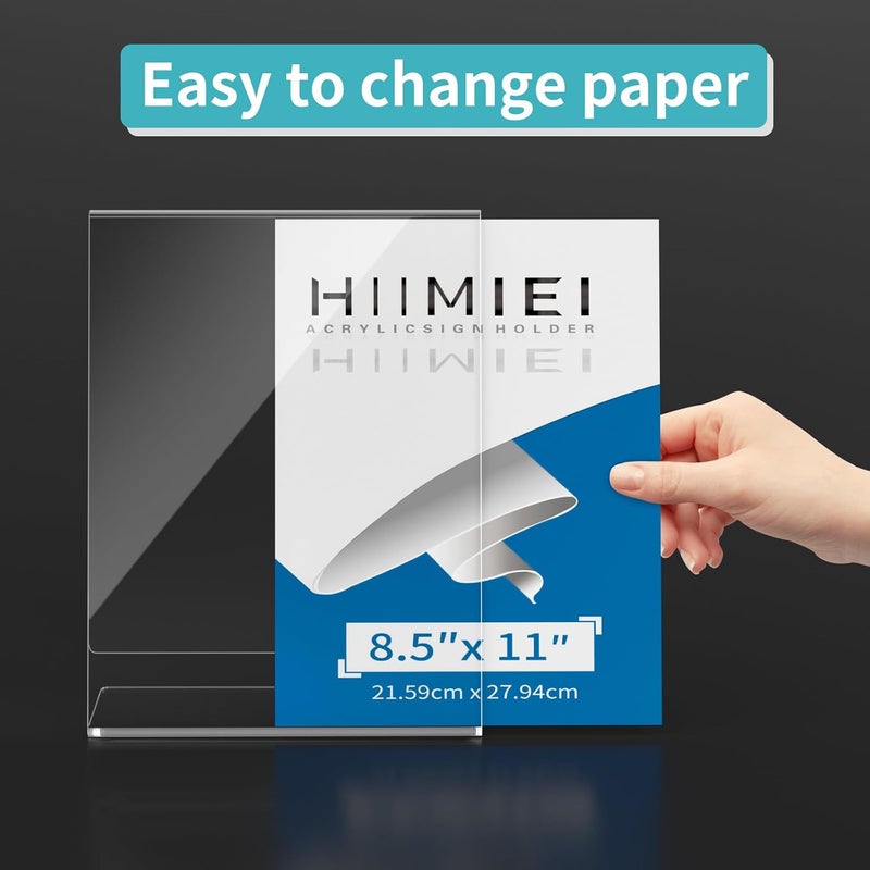HIIMIEI 8.5x11 Acrylic Sign Holder, Slant Back Sign Holders Portrait Ad Frames Clear Durable Flyer Display Stand for Office Home Store Restaurant Pack of 20 - Image 5
