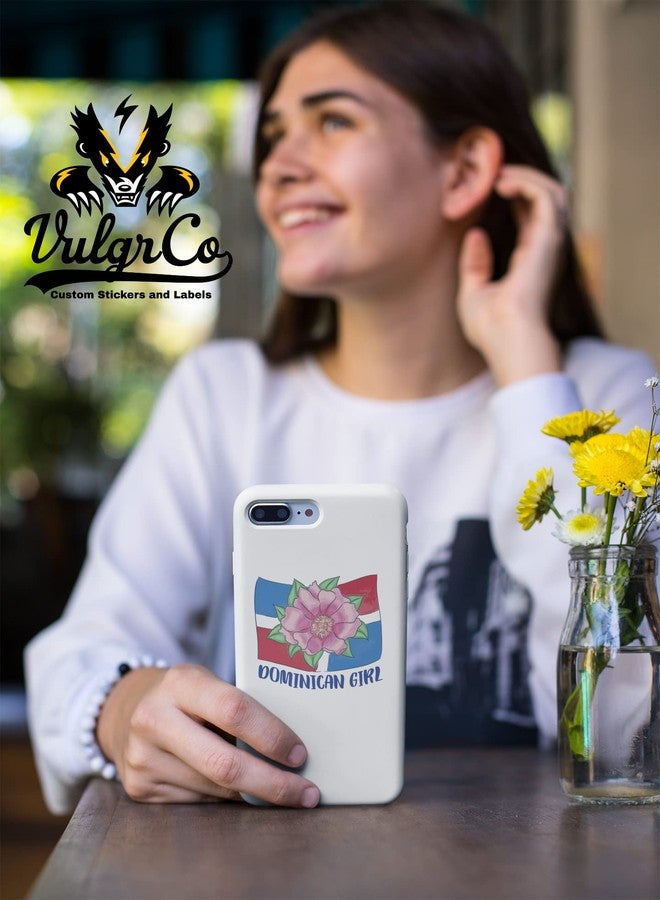 VulgrCo Dominican Girl Dominican Republic Flag Flower Funny Sticker Vinyl Waterproof UV Resistant Decal For Phones Laptops Water Bottles Tumblers Boats Cars Trucks Windows Kayak 3" inch Bumper - Image 3