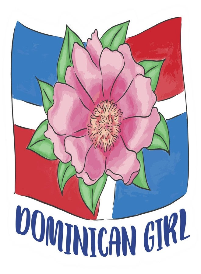 VulgrCo Dominican Girl Dominican Republic Flag Flower Funny Sticker Vinyl Waterproof UV Resistant Decal For Phones Laptops Water Bottles Tumblers Boats Cars Trucks Windows Kayak 3" inch Bumper - Image 1
