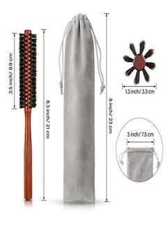 Patelai 2 Pieces Small Round Hair Brush Mini Bristle Beard Brush For Men Women With 2 Piece Drawstring Bags For Thin Or Short Hair  - Image 2