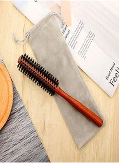 Patelai 2 Pieces Small Round Hair Brush Mini Bristle Beard Brush For Men Women With 2 Piece Drawstring Bags For Thin Or Short Hair  - Image 3
