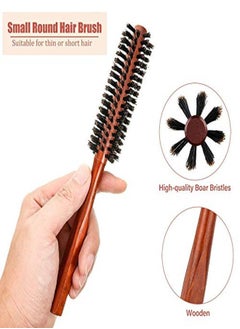 Patelai 2 Pieces Small Round Hair Brush Mini Bristle Beard Brush For Men Women With 2 Piece Drawstring Bags For Thin Or Short Hair  - Image 4