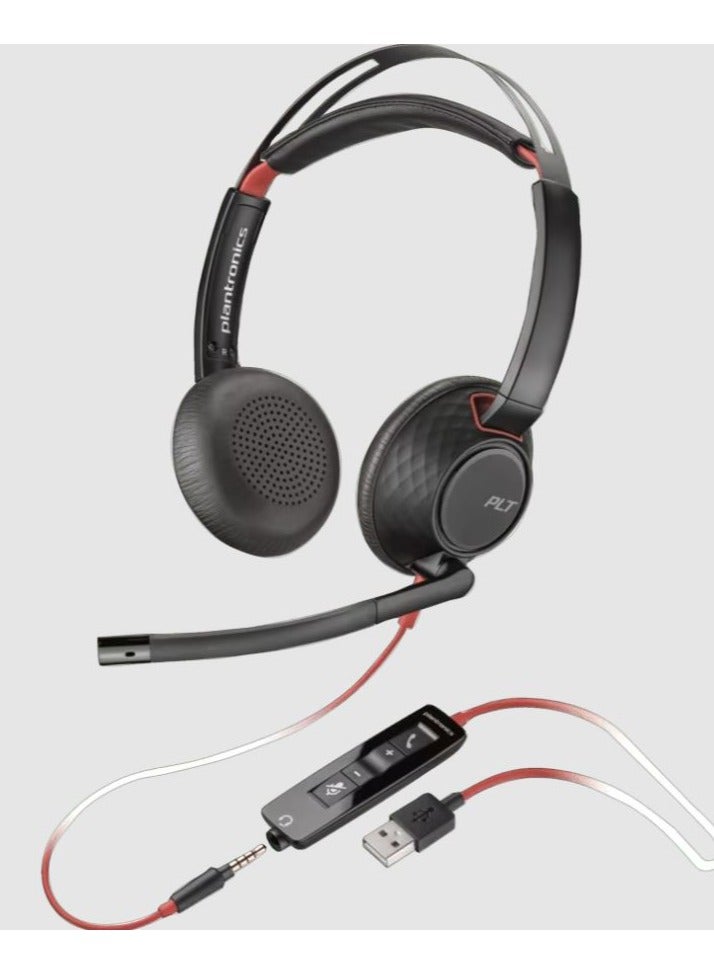 plantronics Poly Plantronics - Blackwire 5220 USB-A Dual Ear Wired On Ear Headphones with Mic