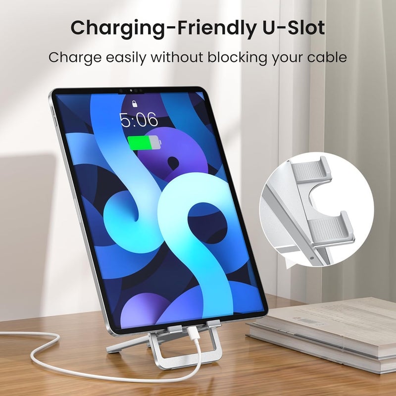 Itramax Foldable Tablet Holder 12.9",Adjustable Aluminum Tablet Stand,Portable Office Desk Accessories Compatible with iPad 9 8 7 Air 2 Mini Samsung Tab,Steam Deck,Switch,Kindle Fire Scribe,ROG Ally - Image 5