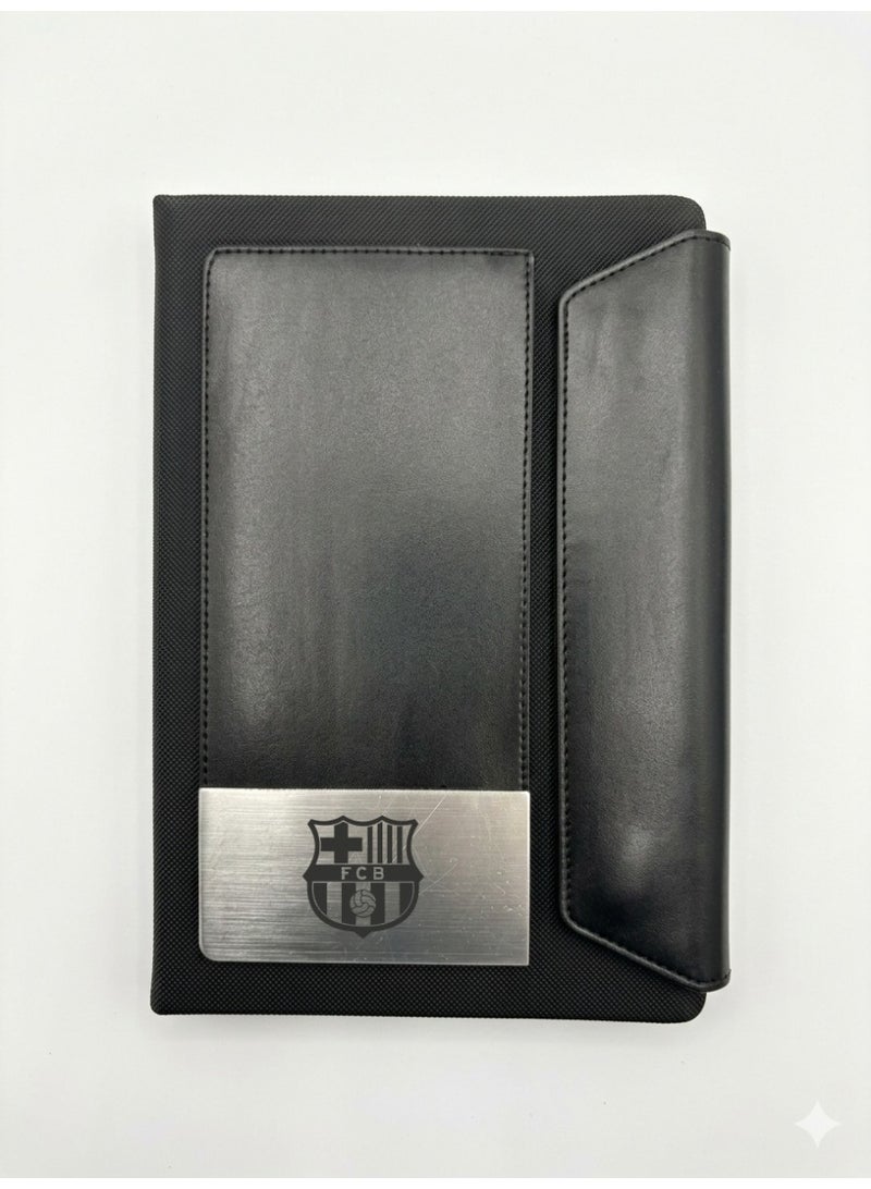 FC Barcelona Logo Black Leather Notebook – Premium A5 Journal for Writing, Office & Daily Use - Image 3