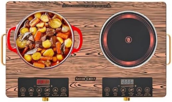 Silver crest Electric Double Burner Hot Plate - 3500W, Infrared Heating, LED Display, Multi-Cooking Modes - Image 1