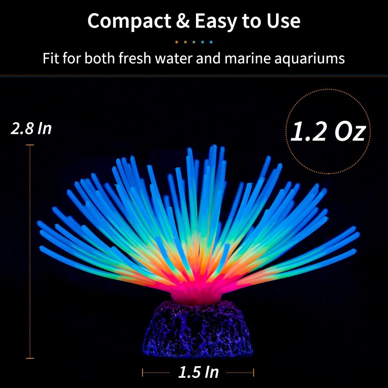 Uniclife Aquarium Imitative Rainbow and Iridescent Blue Sea Urchin Balls Artificial Silicone Ornament Set with Glowing Effect for Fish Tank Landscape Decoration - Image 5