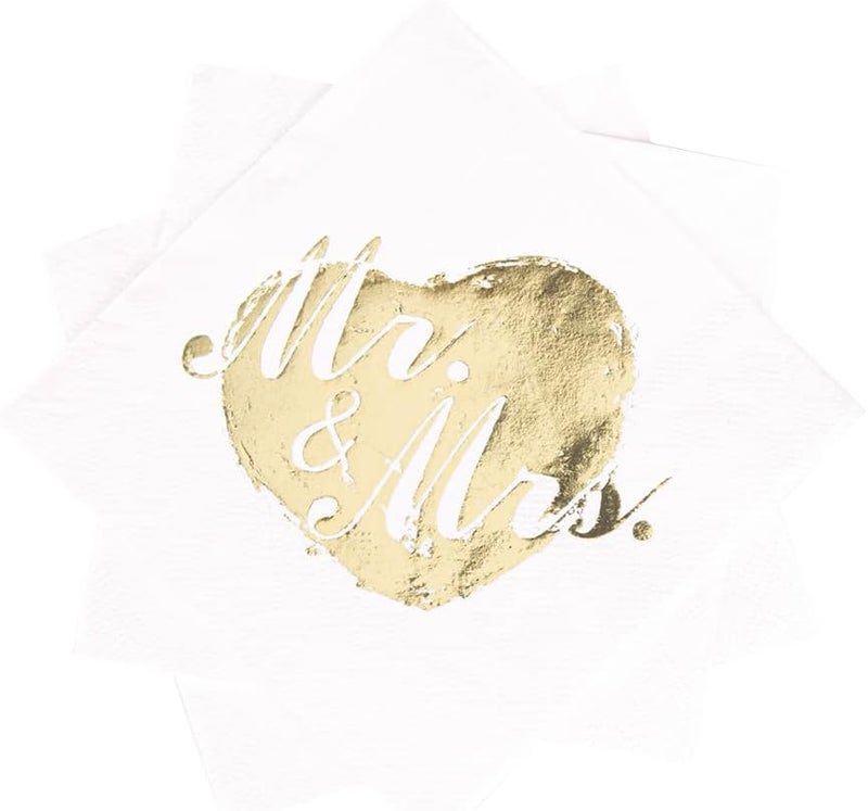 LiveBe 100 Pack of Paper Cocktail Napkins with Gold designFormal Dinner Anniversary Wedding Napkins for Tables Guestrooms Restrooms5 x 5 in3ply Gold heart - Image 2