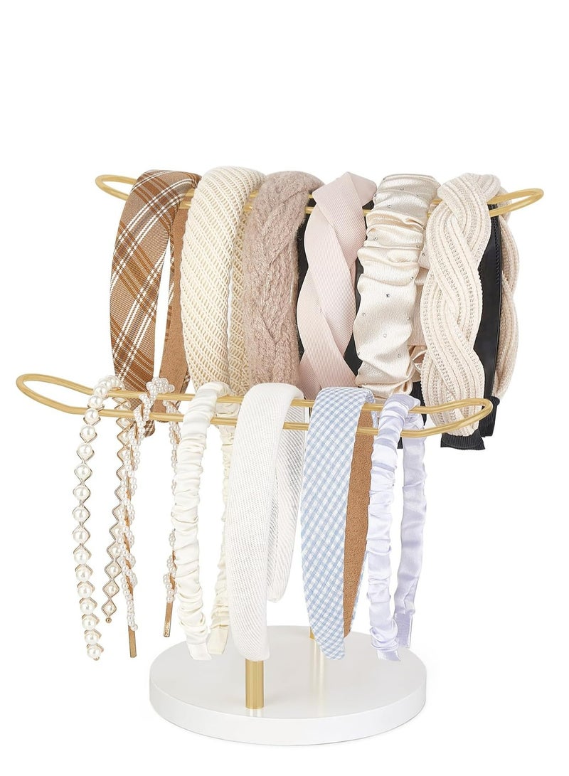 Oasisgalore 2-Tier Metal Headband Holder Organizer for Girls Women，Hair Hoop Display Stand for Bedroom or Dorm Decor  - Image 1