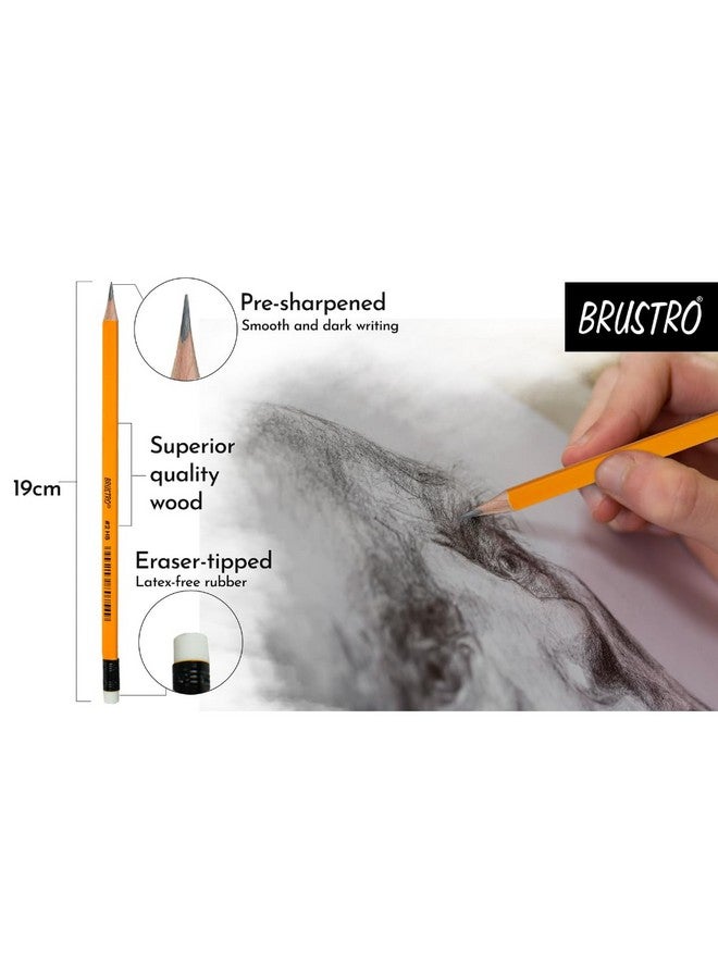 Brustro 2 HB Extra Dark Pencil with Eraser Tip 12 Pencils X 2 Pack (Total 24 Pencils) - Image 5