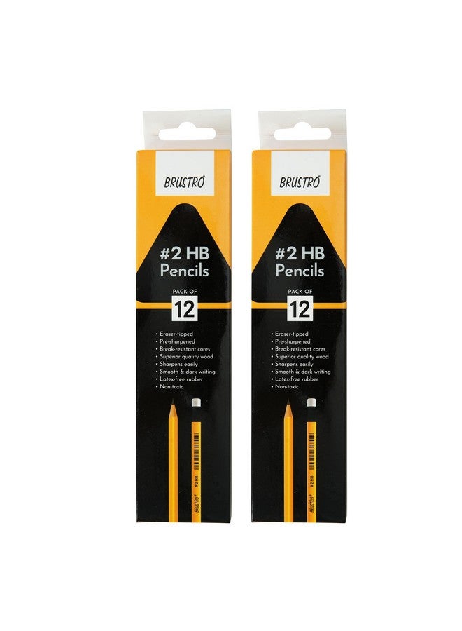 Brustro 2 HB Extra Dark Pencil with Eraser Tip 12 Pencils X 2 Pack (Total 24 Pencils) - Image 1