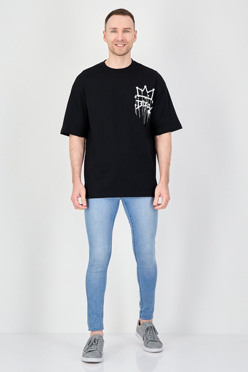 Ketch Men Crew Neck Short Sleeve Graphic Print T-Shirt, Black - Image 4