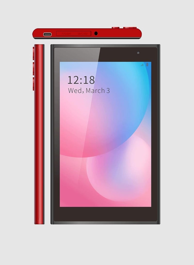 REBENUO CM522 Tablet  Smart 7" Tablet - 5GLTE Compatible BUILT IN 6GB RAM 128GB BUILT IN MEMORY With Android Quad-Core Processor Wifi Zoom Supported Face Unlock Tablet PC (Red)  - Image 3
