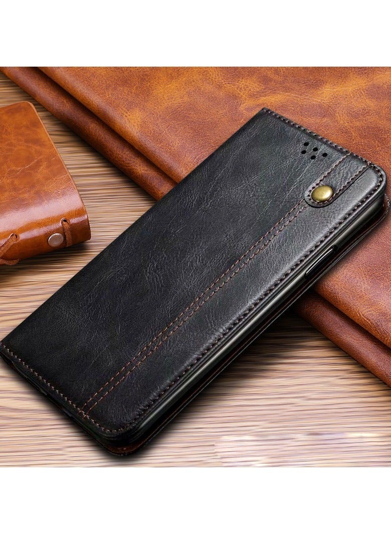 General For Honor Magic 5/5 Pro Phone Case - Crazy Horse Magnetic Flip Wallet Case with Credit Card Slot and Silicone Shockproof Cover.  - Image 3