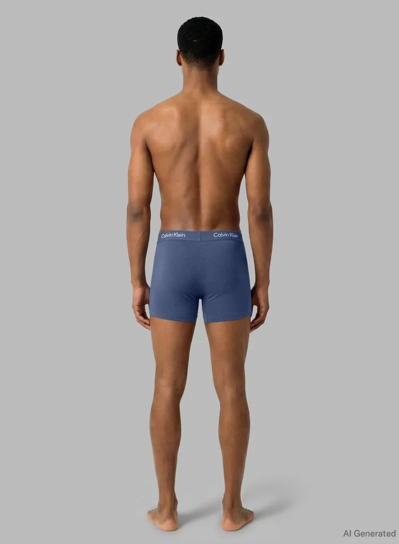 CALVIN KLEIN DRIFTWOOD/ MOONLIGHT BLUE/ FANFARE 3 Pack Boxer Briefs - Cotton Stretch for Men | Best Price UAE